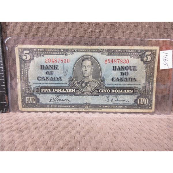 1937 - Canadian 5 Dollar Bill