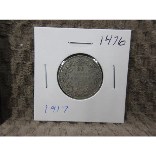 1917 - Canadian 25 Cent Piece - .800 Silver