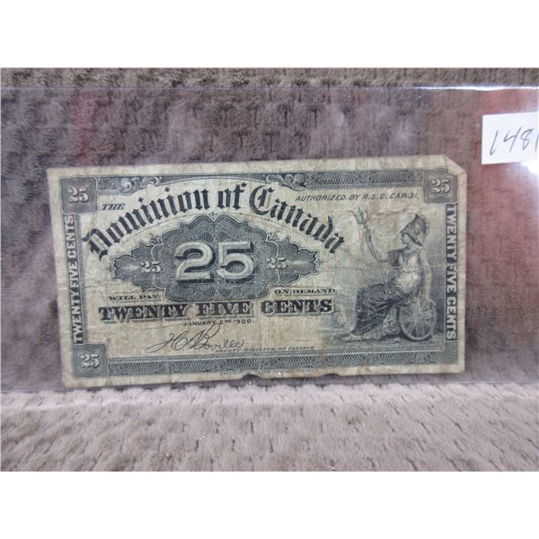 1900 Canadian 25 Cent Bill - Shinplaster