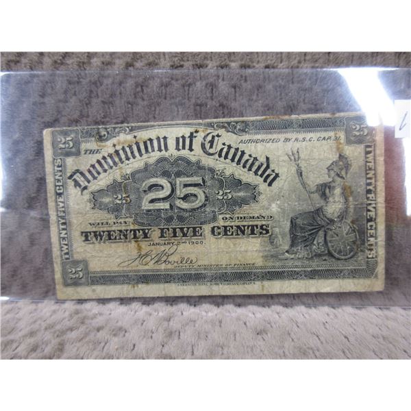 1900 Canadian 25 Cent Bill - Shinplaster