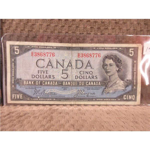 1954 - Canadian 5 Dollar Bill - Devils Face