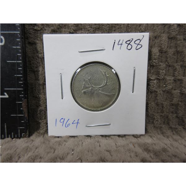 1964 - Canadian 25 Cent Piece - .800 Silver