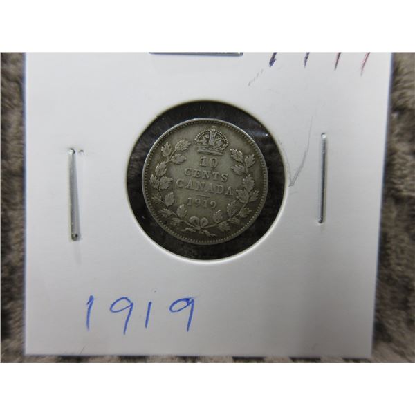 1919 - Canadian 10 Cent Piece - .800 Silver