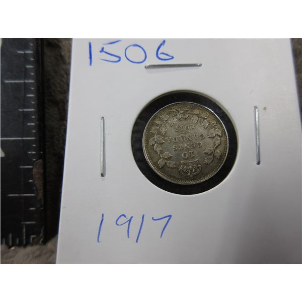 1917 - Canadian 10 Cent Piece - .800 Silver