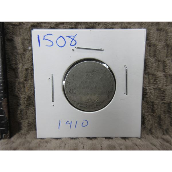 1910 - Canadian 25 Cent Piece - .800 Silver