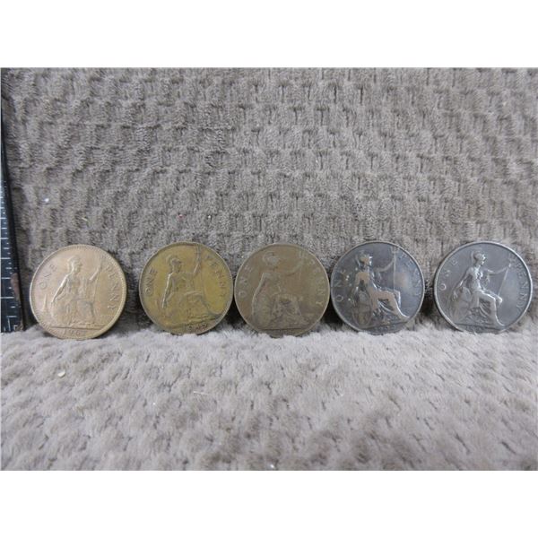 5 - UK Pennies - 1897, 1902, 1916, 1945, 1967