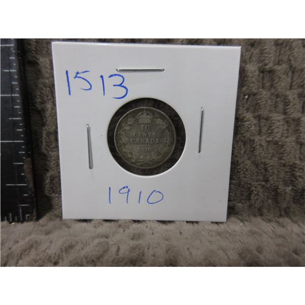 1910 - Canadian 10 Cent Piece - .800 Silver