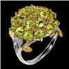 Image 2 : Natural  Green Peridot Two Tone Ring
