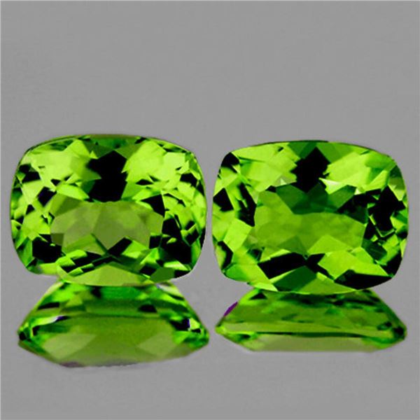 Natural Cushion Green Peridot Pair 10.56 Ct {VVS}