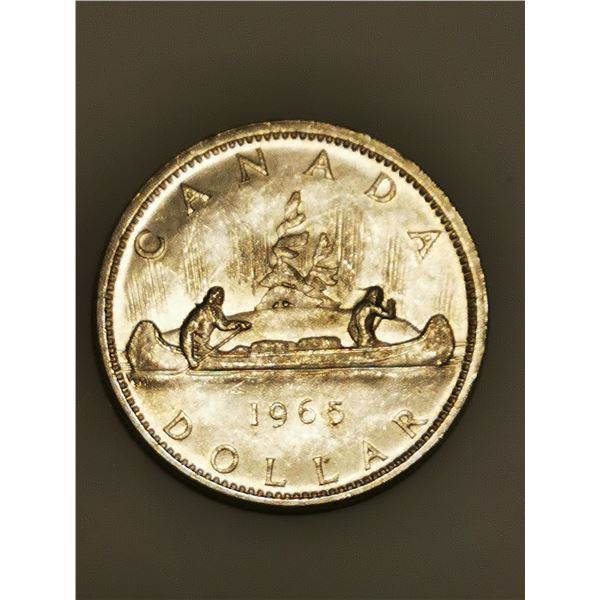 1965 CANADA SILVER DOLLAR POINTED 5 SMALL BEADS