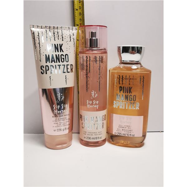 LOT OF 3 BRAND NEW BATH AND BODY WORKS PINK MANGO SPRITZER - RETIRED