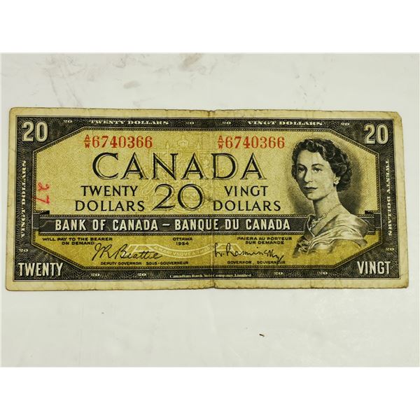 $20 1954 BANK OF CANADA BANK NOTE 6740366