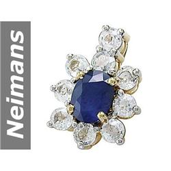 5.02 ct Blue & White Sapphire Pendant 14kt Gold