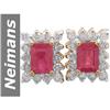 Image 1 : 2.24 ct Ruby & Diamond Earrings 14kt Gold