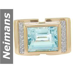 3.61 ct Aquamarine & Diamond Gents Ring 14kt Gold