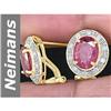 Image 1 : 6.58 ct Ruby & Diamond Earrings 14kt Gold