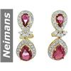 Image 1 : 6.11 ct Pink Tourmaline & Diamond Earrings 14kt Gold