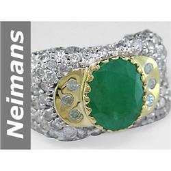 4.38 ct Emerald & Diamond Ring 14kt Gold New Design