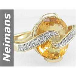 4.64 ct Citrine & Diamond Ring 14kt Gold