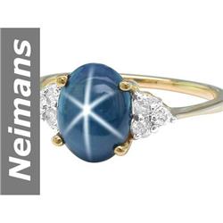 3.10 ct Star Sapphire & Diamond Ring 14kt Gold