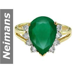 7.06 ct Emerald & White Sapphire Ring 14kt Gold