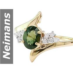 .95 ct Green Tourmaline & Diamond Ring 14kt Gold