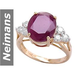 6.57 ct Ruby & Diamond Ring 14kt Gold