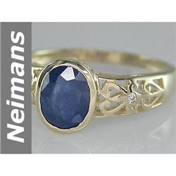 Art Deco 1.52 ct Sapphire & Diamond Ring 14kt Gold