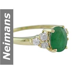 Stunning 1.40 ct Emerald & Diamond Ring 14kt Gold