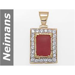 4.23 ct Ruby & White Sapphire Pendant 14kt Gold