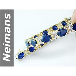 28.80 ct Blue & White Sapphire Bracelet 14kt Gold