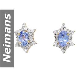 1.30 ct Tanzanite & Diamond Earrings 14kt Gold