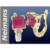 Image 1 : 3.13 ct Ruby & Diamond Earrings 14kt Gold