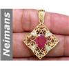 Image 1 : 3.21 ct Ruby & Diamond Pendant 14kt Gold