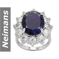 Wow 18.80 ct Blue & White Sapphire Ring 14kt Gold