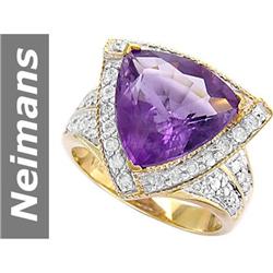 Hot New 5.46 ct Amethyst & Diamond Ring 14kt Gold