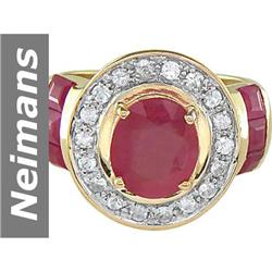 5.28 ct Ruby & White Sapphire Ring 14kt Gold