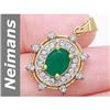Image 1 : 2.56 ct Emerald & White Sapphire Pendant 14kt Gold