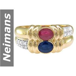 1.07 ct Ruby & Sapphire & Diamond Ring 14kt Gold