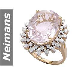 12.86 ct White Morganite & Diamond Ring 14kt Gold