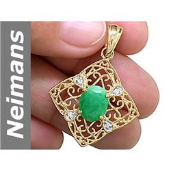 2.56 ct Emerald & Diamond Pendant 14kt Gold