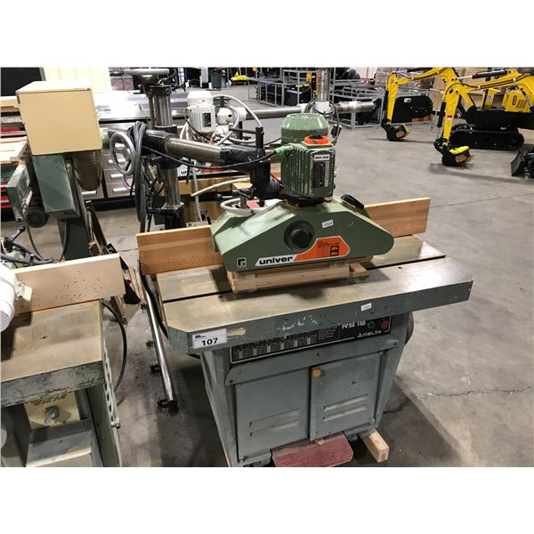 DELTA RS 15 INDUSTRIAL WOOD SHAPER WITH UNIVER PERTICI ELECTRIC POWER FEEDER