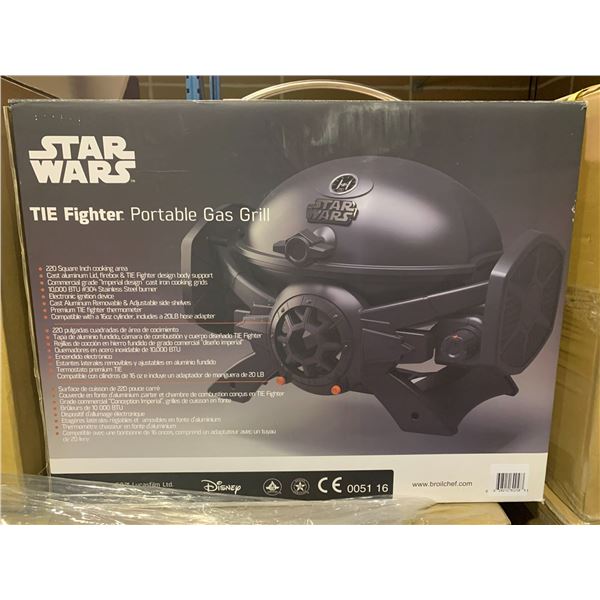 STAR WARS TIE FIGHTER PORTABLE GAS GRILL 220 SQ INCH COOKING AREA, THERMOMETER, HOSE AND