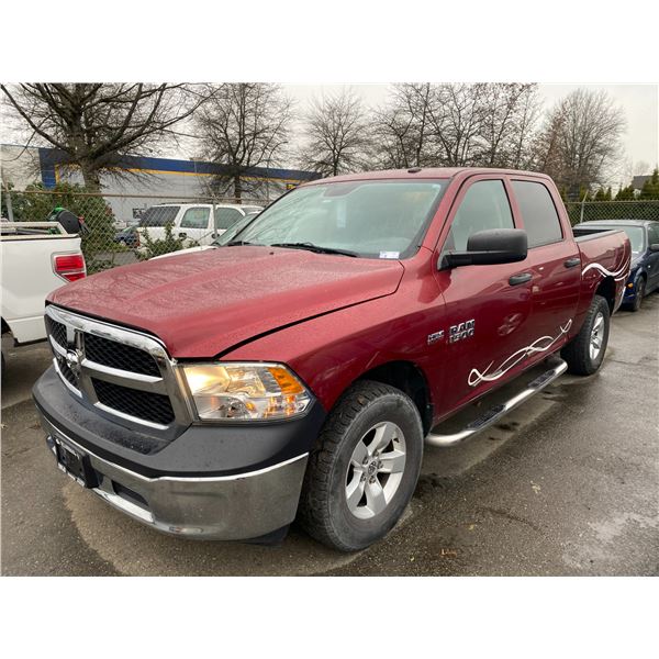2015 DODGE RAM 1500, 2DR PU, RED, VIN # 3C6RR7KT0FG643800
