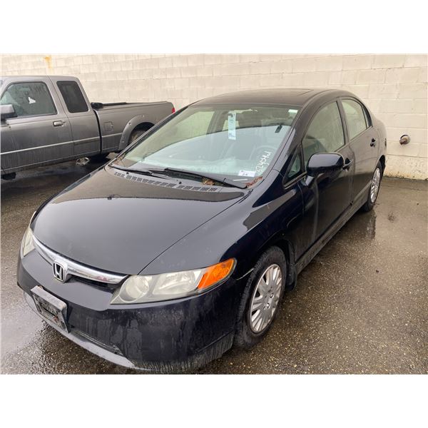 *TOW* 2006 HONDA CIVIC, 4DR COUPE, BLACK, VIN# 1HGFA16876L809563