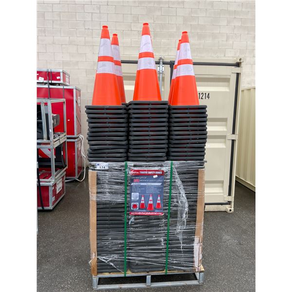 250 STEELMAN ORANGE-RED UNUSED HIGHWAY TRAFFIC SAFETY CONES H28" X W3.2KG X BASE SIZE: 360MM X 360MM