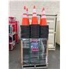 Image 1 : 250 STEELMAN ORANGE-RED UNUSED HIGHWAY TRAFFIC SAFETY CONES H28" X W3.2KG X BASE SIZE: 360MM X 360MM