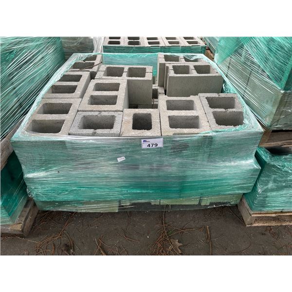 PALLET STACK OF OUTDOOR ROUGH EDGE RETAINING WALL CINDER BLOCKS