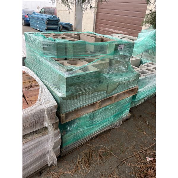 PALLET STACK OF OUTDOOR ROUGH EDGE RETAINING WALL CINDER BLOCKS