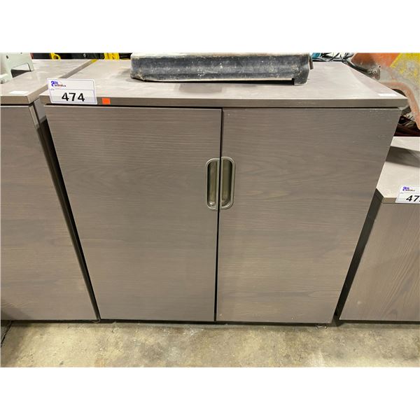 GREY/BROWN 2 DOOR 2 TIER STORAGE CABINET